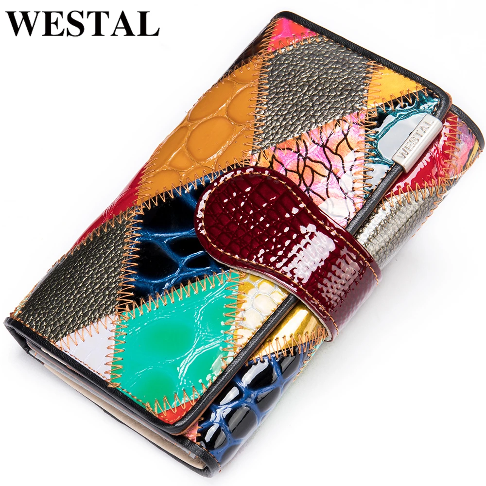 WESTAL Women\'s Wallet Female Wallet Genuine  Leather Purse For Women Crocodile Pattern Design Luxury Brand Lady Clutch Female