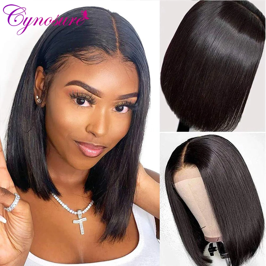 Cynosure Short Bob Wig Lace Front Human Hair Wigs For Women Pre Plucked With Baby Hair 13x4 Straight Lace Frontal Human Hair Wig