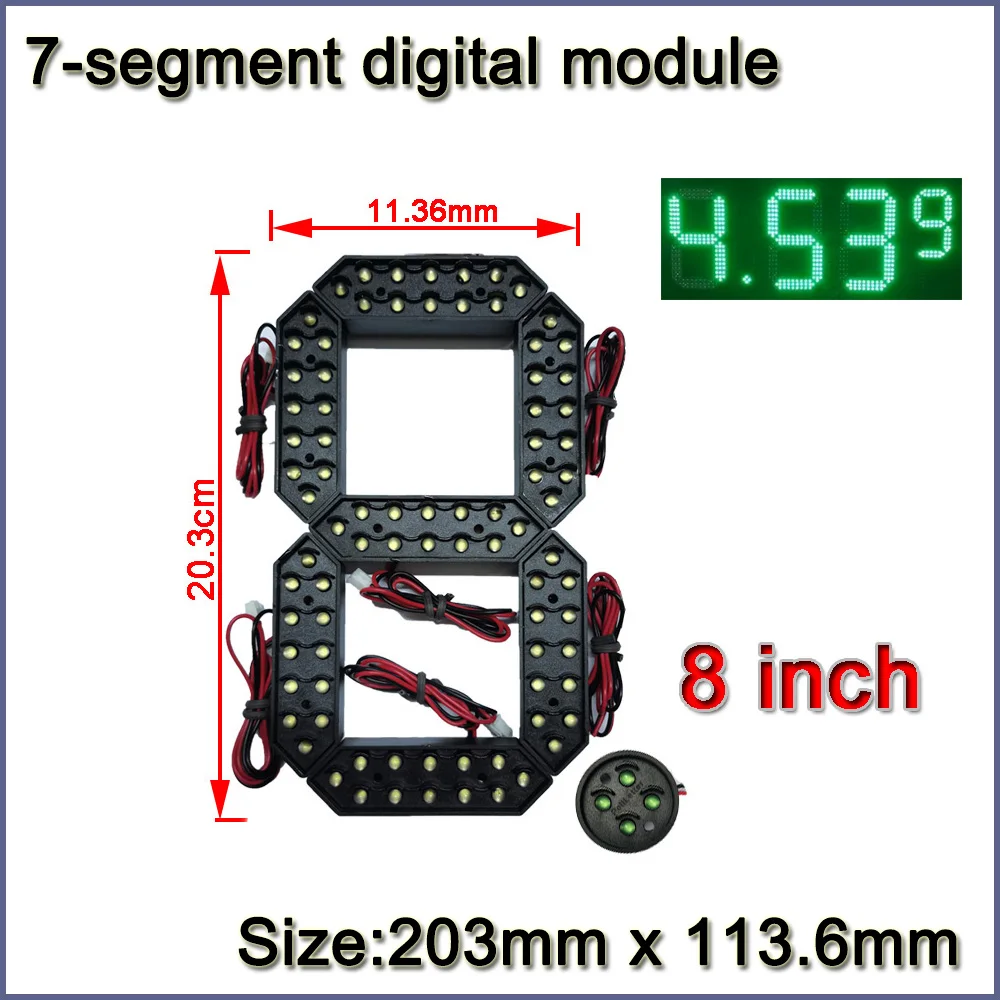 

8 Inches 7-Segment LED Number Module, Red, Yellow, Green, White 4 Color Optional,LED Digital Module,Oil & Gas Price Screen