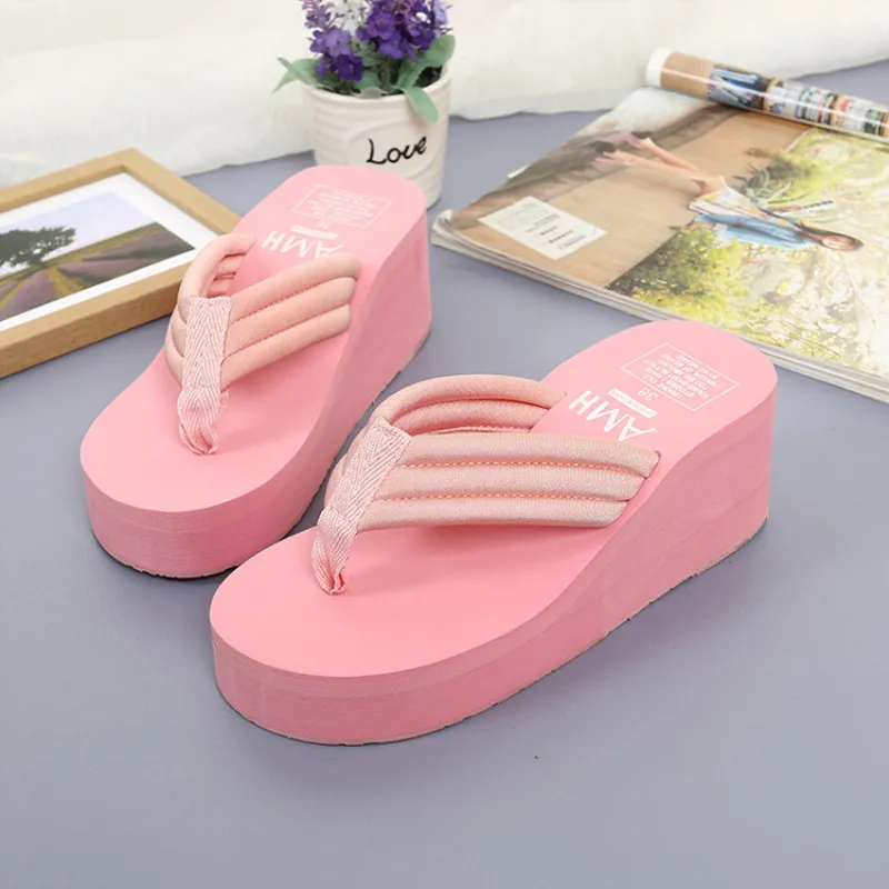 New 2022 Fashion Women Flip Flops Summer Beach Platform Slippers Casual Outside Wedges Sandals Women Shoes Leisure Slippers 6cm