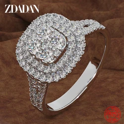 ZDADAN 925 Sterling Silver Square CZ Ring For Women Fashion Jewelry Accessories Wholesale Gift