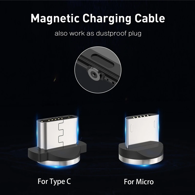 Magnetic Mobile Phone Fast Charger Cable 3 IN 1 Phone Charging Wire Type-C Micro USB Nylon Charger 1M For Iphone Samsung Huawei