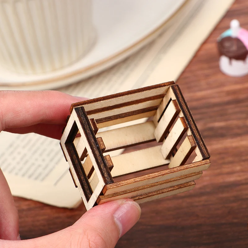 1:12 Creative Dollhouse Miniature Wooden Frame Storage Basket Organizer Box Home Decor Collection Arrangement Eco Home