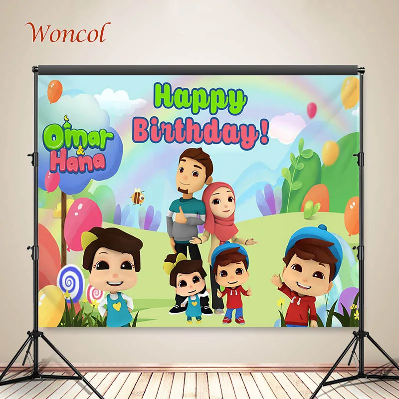 Woncol Omar&Hana Photography Backdrops Happy Birthday Photo Backgrounds Custom Decorative Banners Photo Booth Props