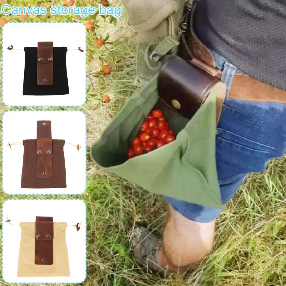 

Fruit Picking Bag Waist-hanging Hands-free Foraging Pouch Waxed Canvas Collecting Bag Agricultural Fruit Picking Storage Bag