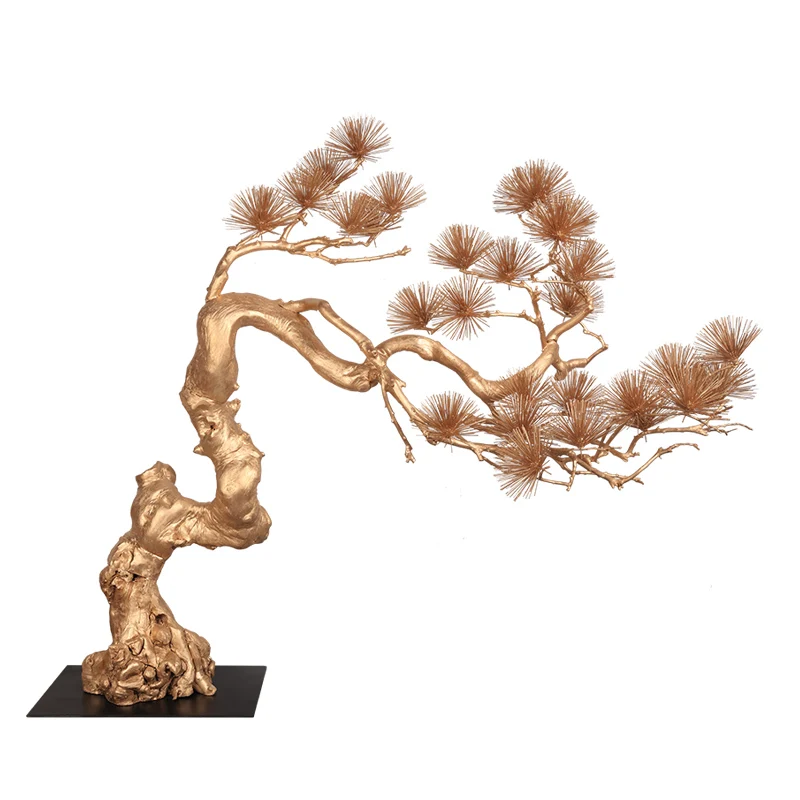 TT Jingquan Bronze Artificial Greeting Pine Landing Big Decorations Sales Office Fortune Decorations