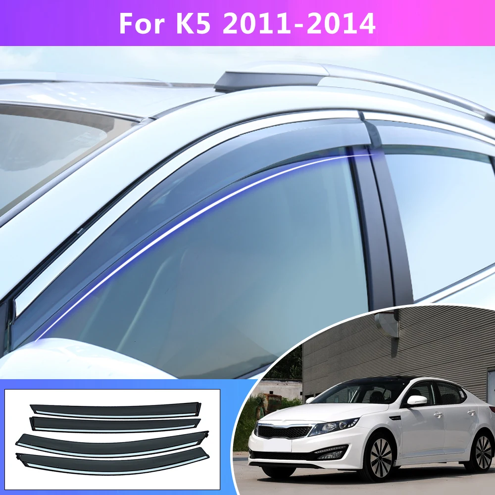 For Kia K5/Optima 2011 2012- 2014  2018 ABS Car Smoke Window Sun Rain exterior visor Deflector Guard Car Styling Accessories 4PC