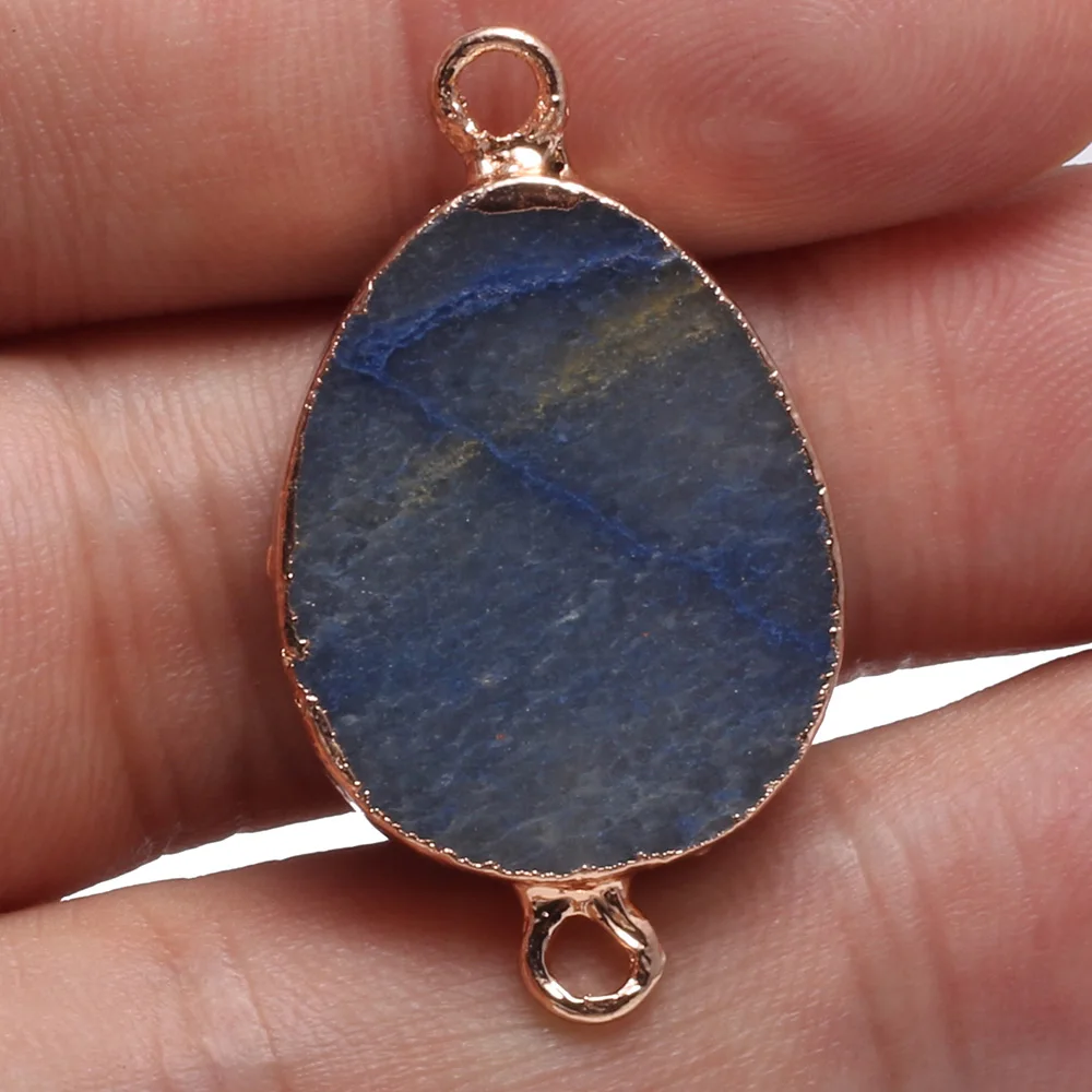 Natural Stone Agates Pendant Water Drop Shape Quartz Crystal Double Hole Connector Charms Jewelry Making DIY Necklace Bracelet