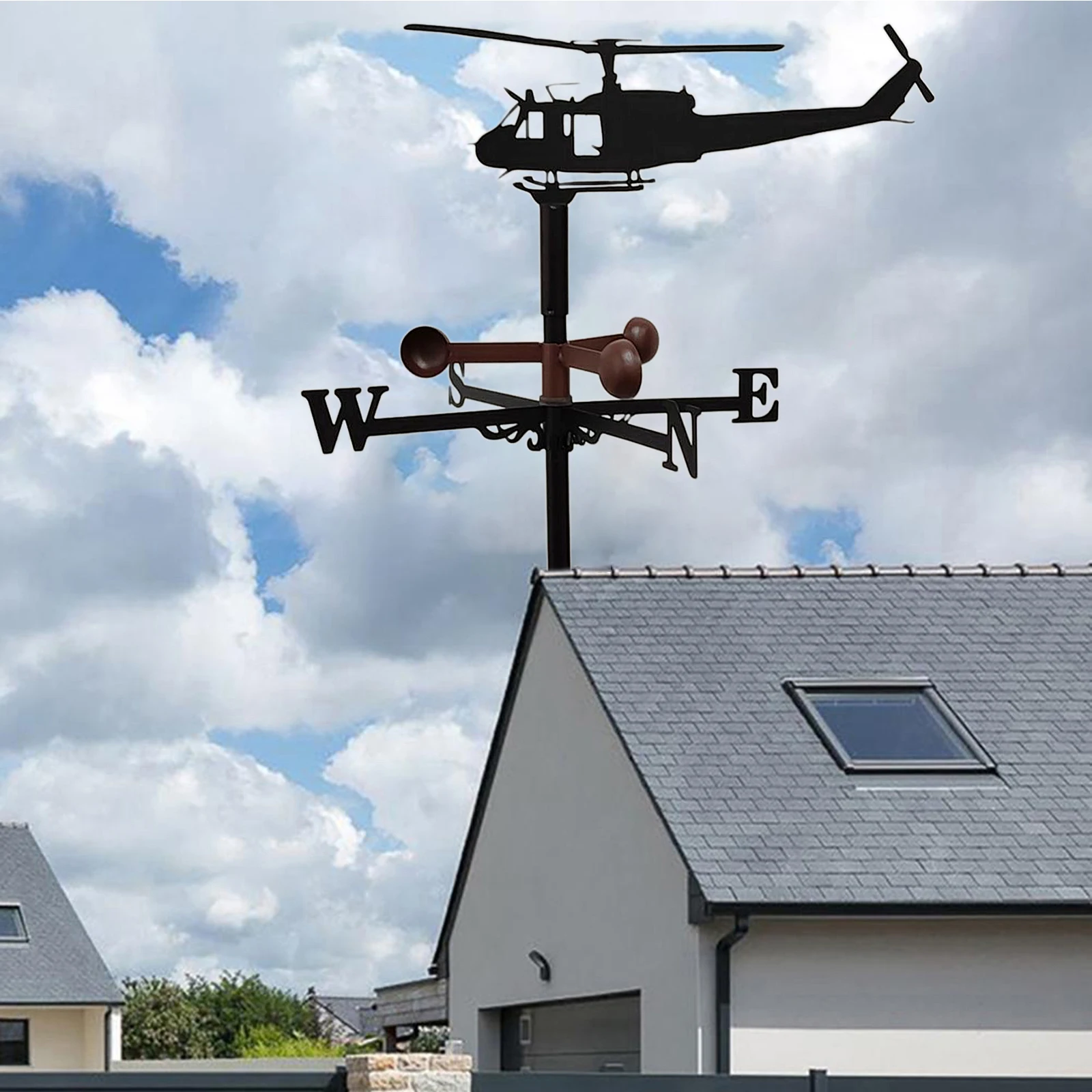 Helicopter Weathervane Weather Vane for Garden Yard Wind Direction Indicator