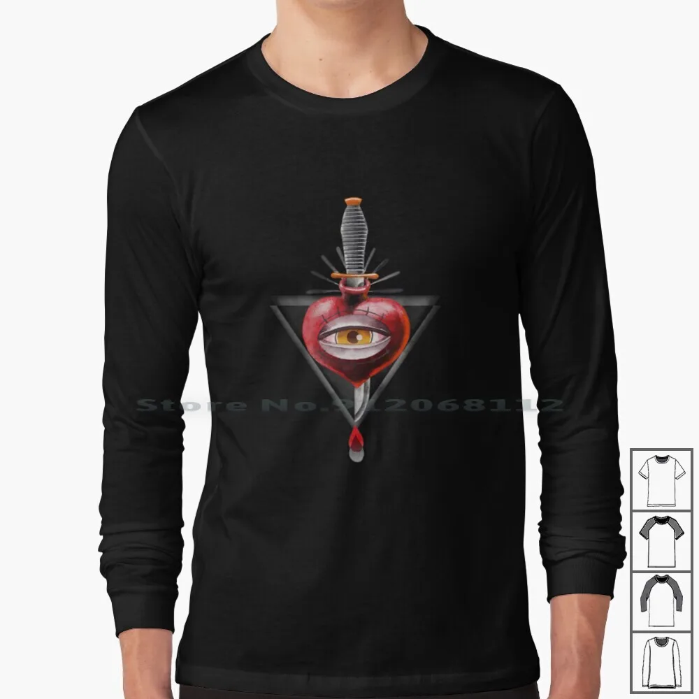 Old School Tattoo Seeing Eye Heart And Dagger Long Sleeve T Shirt Old School Tattoo Heart Dagger Watercolor Tattoo Flash Tattoo