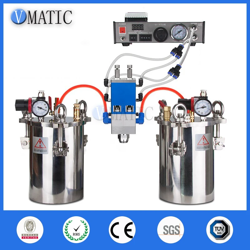 

1L Stainless Steel Pressure Barrel Double Liquid Ab Glue Mixing Machine Applicator Dispensing Valve Combination Equipment