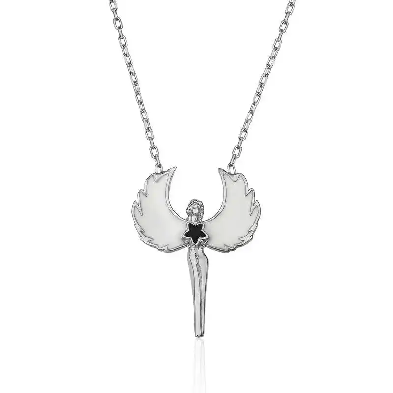 Silver Water Fairy Necklace 925 Sterling Women Fine Jewelry Wedding Party Birthday Gift - Box - Pendant - Chain Choker - Female - Ladies - Fashion