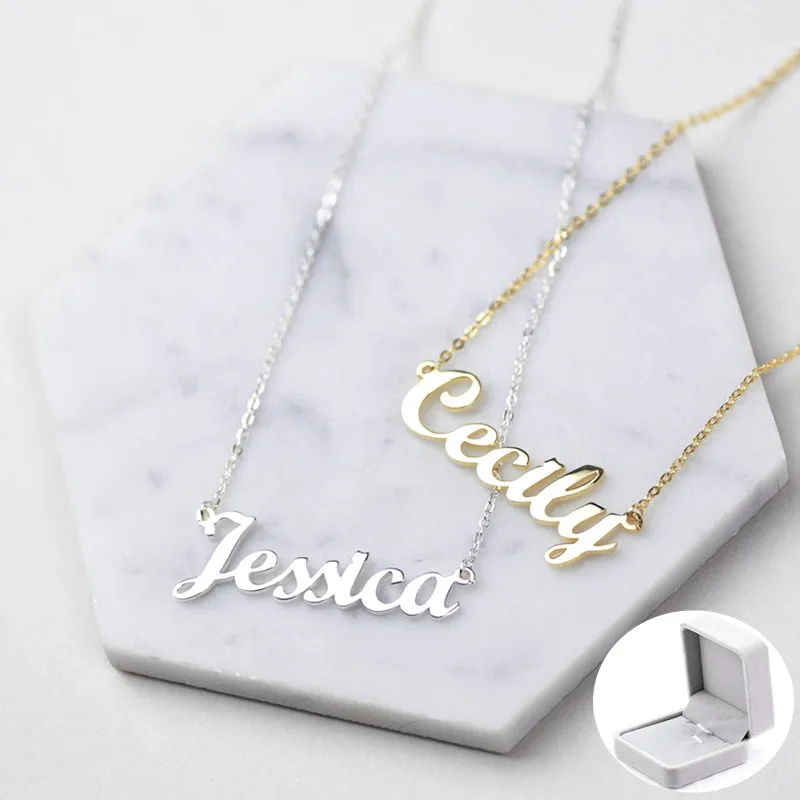 

Custom Jewelry Stainless Steel Name Necklaces Personalized Cursive Letter Choker Necklaces For Women Christmas Gift Dropshipping