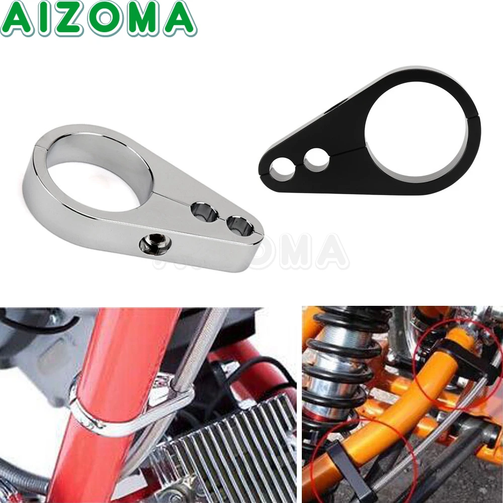 32mm 25mm CNC Aluminum Handlebar Brake Cable Clamp Throttle Wiring Holder For Harley Cafe Racer Yamaha Bobber Chopper Cruiser