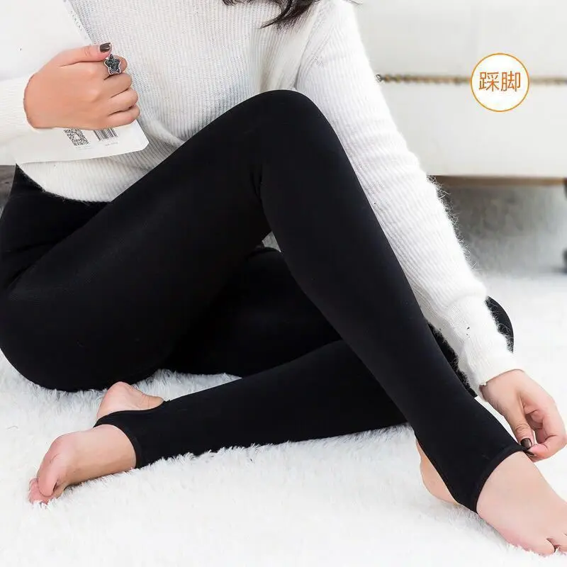 2021 Women Velvet Winter Plush Thickened Pantyhose Warm Leggings Black Complexion Mink Hair Pants Skin Tight Solid Color