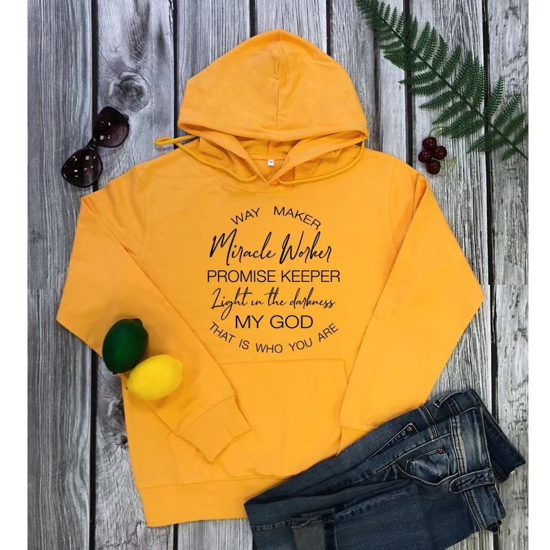 Way Maker Miracle Worker Promise Keeper Hoodies Women Inspirational Jesus Bible Pullovers Casual Unisex Christian Sweatshirts