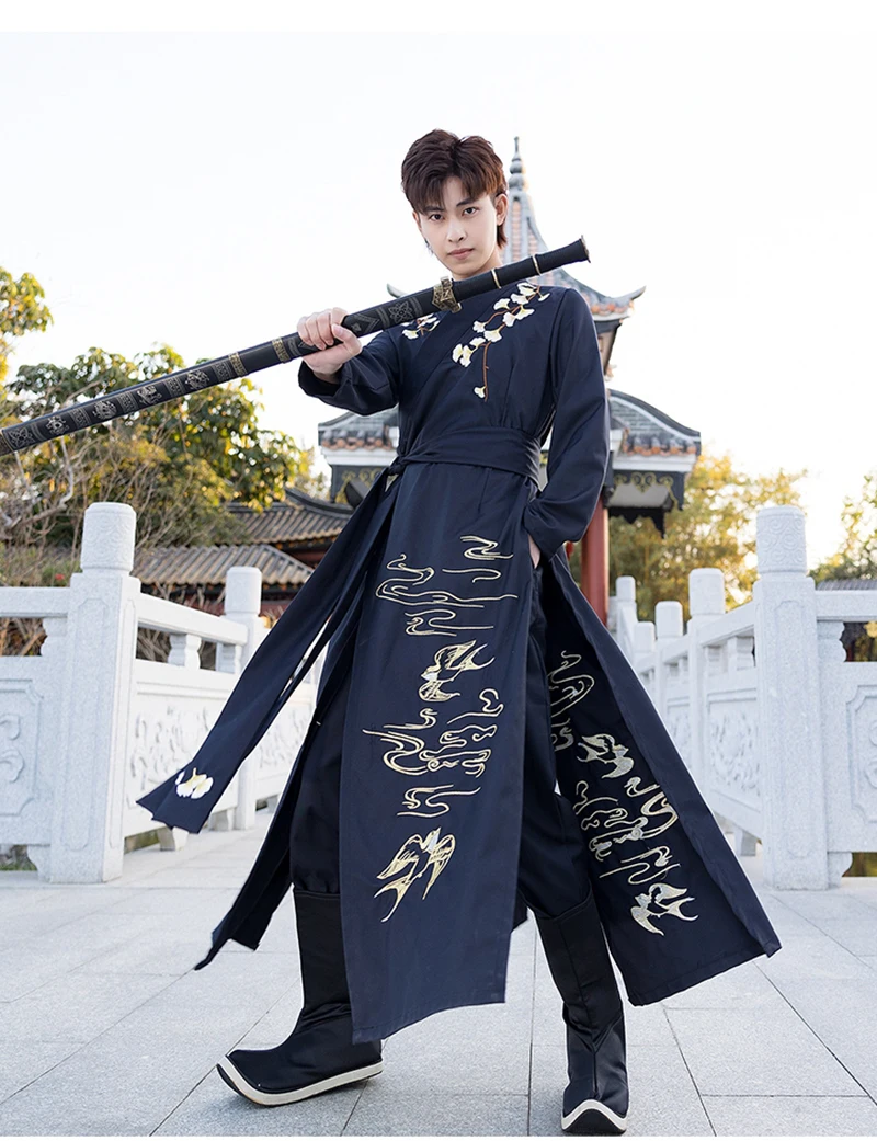 Black Hanfu Women&Men Ancient Chinese Hanfu Couples Halloween Cosplay Costume Hanfu Gown With Pants Sets For Men Women Plus Size