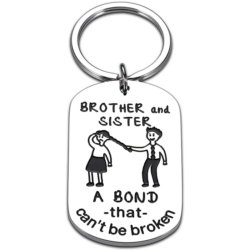 Funny Sister and Brother Keychain Birthday Gift for Sister From Brother Graduation Gift for Brother Keychain