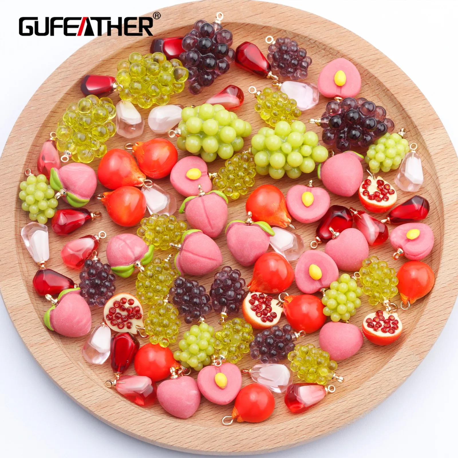 GUFEATHER M789,jewelry accessories,resin pendants,jump ring,grape peach pomegranate shape,diy earring,jewelry making,10pcs/lot