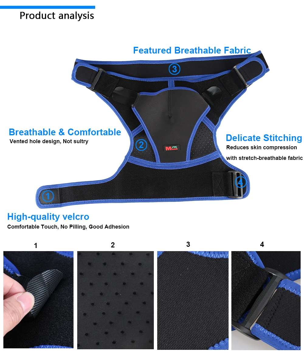 Shoulder Brace with Pressure Pad Neoprene Shoulder Support Shoulder Pain Relif Therapy Cold/Hot Pack Shoulder Compression Sleeve