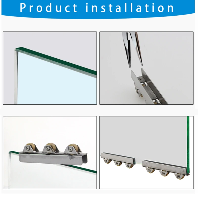 8Mm Glazen Schuifdeur Roller Klem Rvs Wiel Katrol Rollers Voor Badkamer Deur Shop Wijn Kast