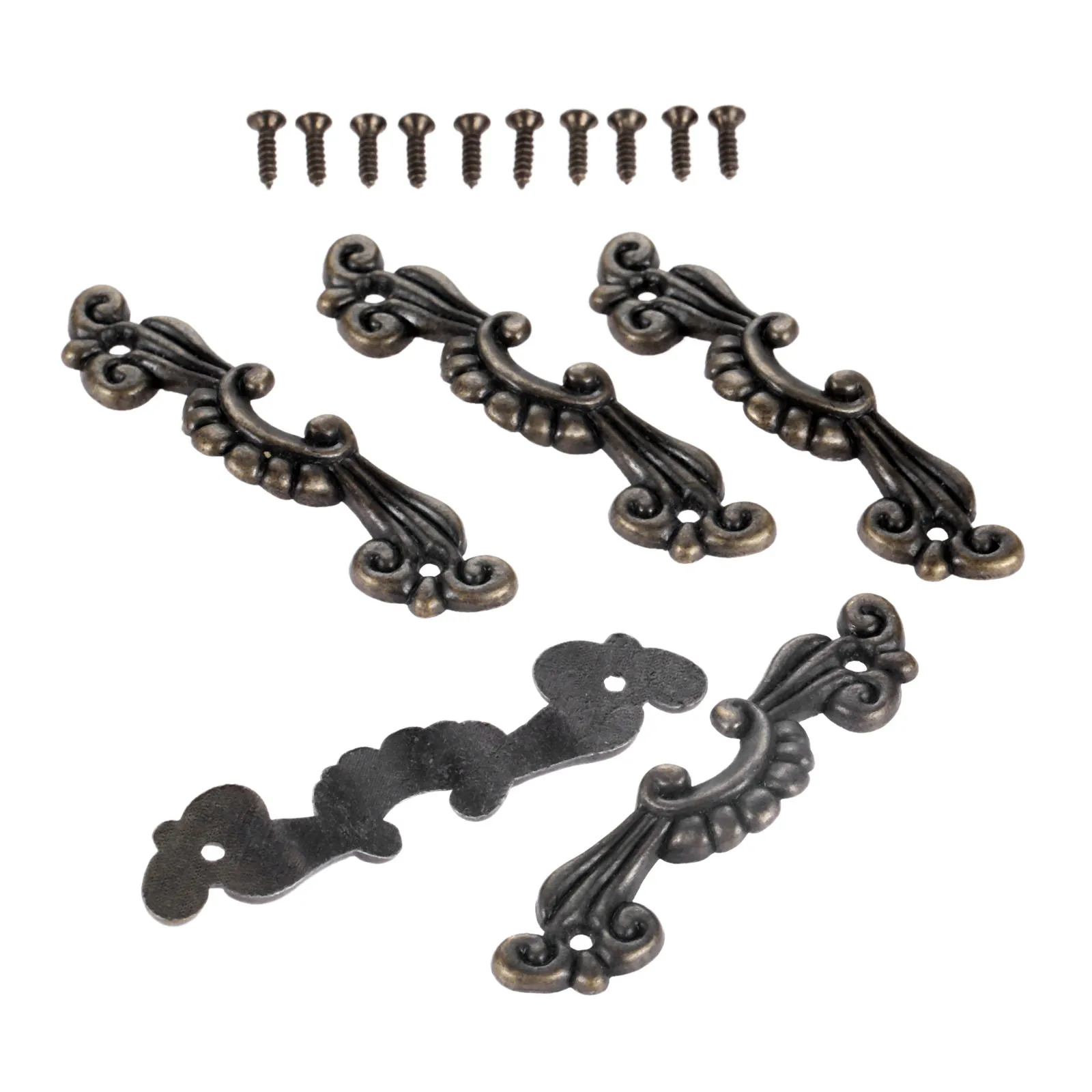 5pcs/lot Lace Handles Flower Pull Vintage Knobs 56*17mm w/screws Wood Box Antique Bronze Door Furniture Cupboard Kitchen Drawer