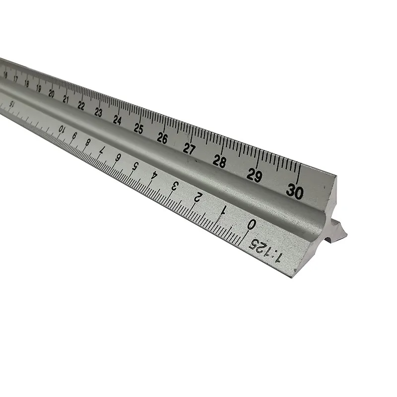 30cm Aluminium Metal Triangle Scale Architect Engineer Technical Ruler Drawing tools Measuring ruler Teaching Equipment