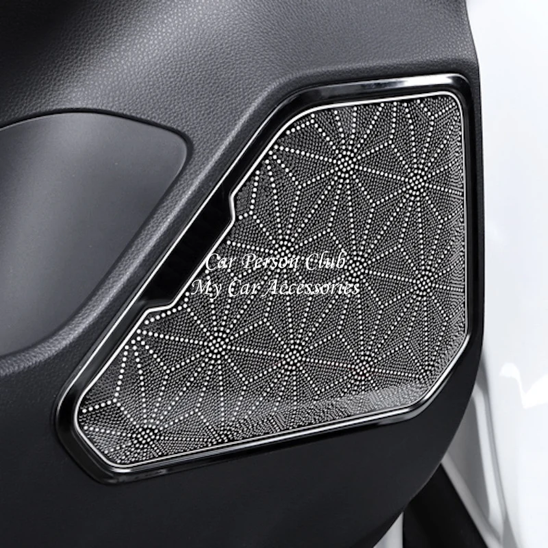 Car Door Stereo Speaker Audio Ring Cover Sound Frame Decoration Trims For Toyota RAV4 RAV 4 2019 2020 Inner Moulding Accessories