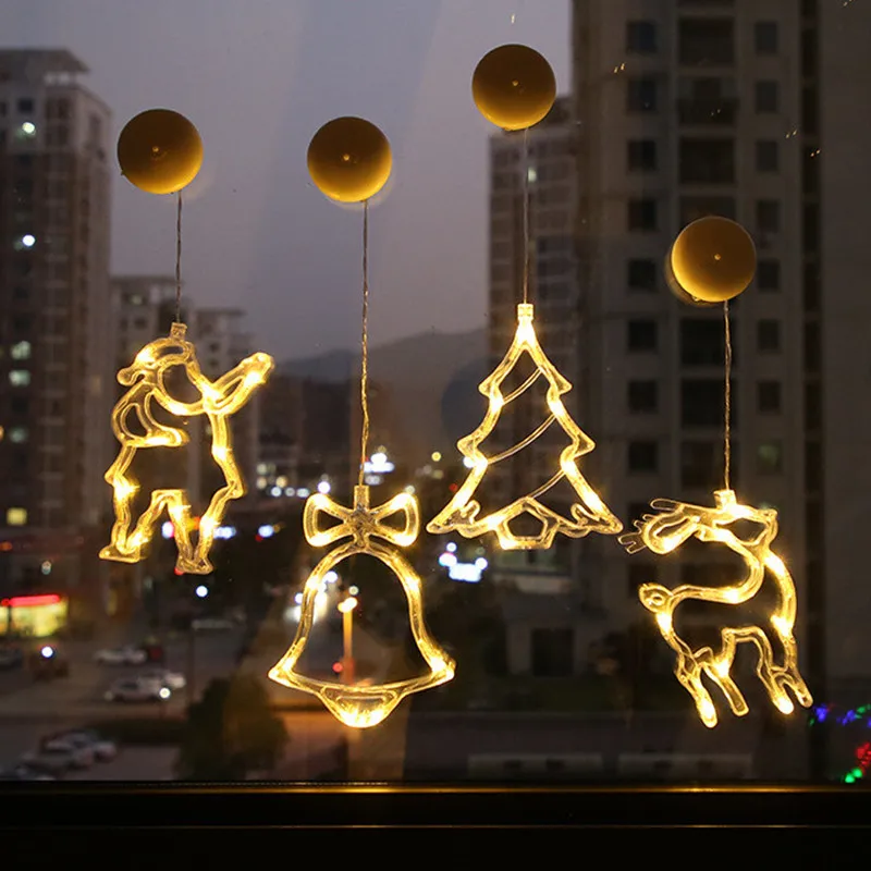 

Battery Powered Snowman Elk Christmas Fairy Night Lights Warm Led Garland Sucker String Lights for Xmas New Year Holiday Decor