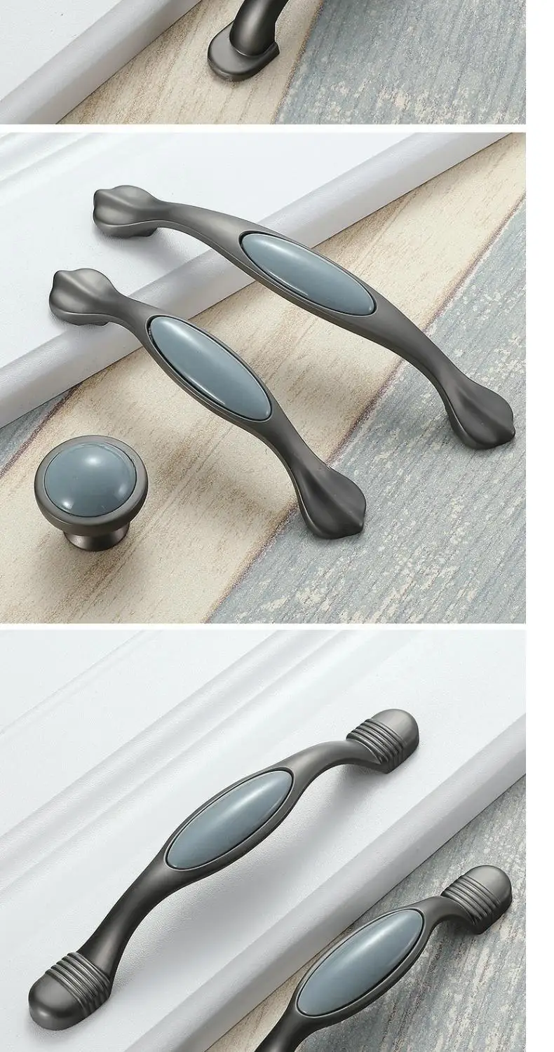 WV Blau Grau Keramik Schrank Möbel Hardles Wardrob Griff Tür Knosb Schrank Zieht Mediterranen Stil Schrank Tür Hardware – Detail 10