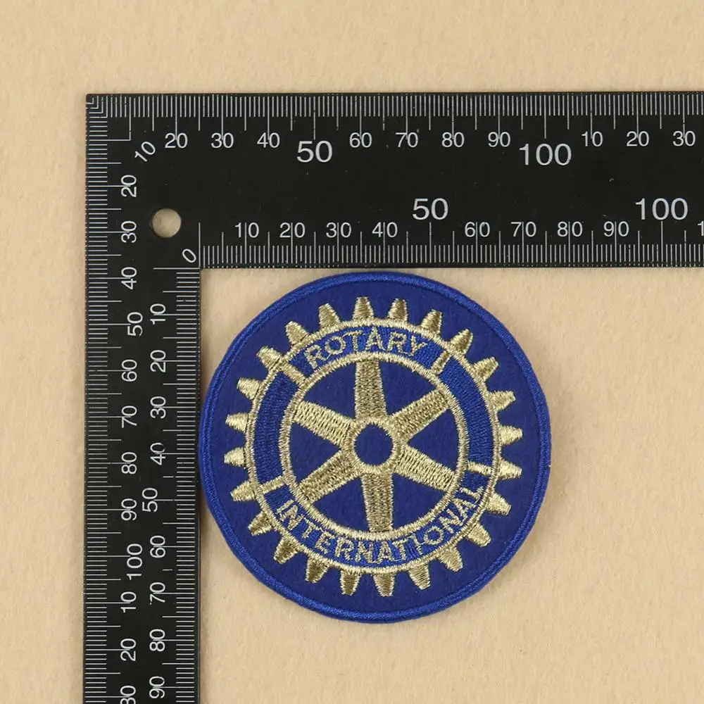 1/2/5pcs Round Institution Club Sign Emblem Badge Embroidered Rotary International Patch Iron Decorative Gear Rings Icon Diy