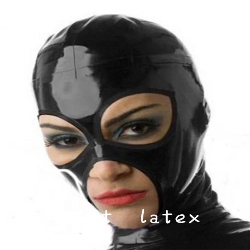 

New Unisex Women Natural Latex Cosplay Full Face Mask Hood Shiny Headgear for Halloween Themed Fancy Party Role Play Costumes