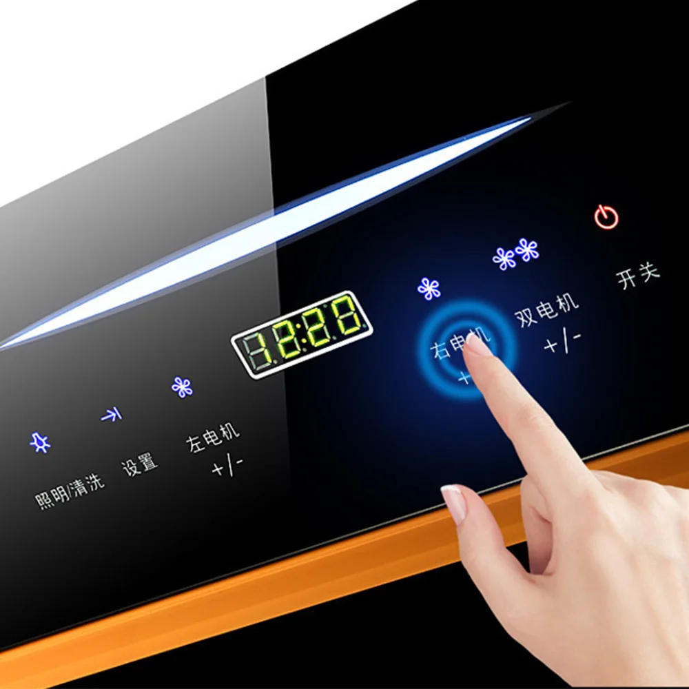 Cappa aspirante laterale cucina pulizia automatica cappa da cucina in acciaio inossidabile a doppio motore ad alta aspirazione