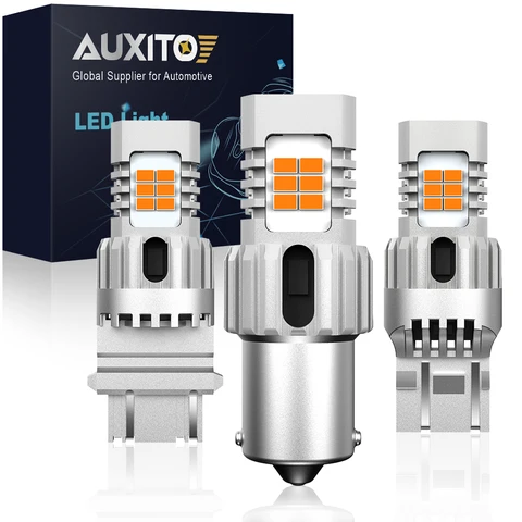 Автомобильные светодиодные лампы AUXITO WY21W без гипер-вспышки янтарно-желтые 24SMD 3020 LED T20 W21W P21W 3157 7440 1156 BA15S светодиодный ные лампы указатели поворота