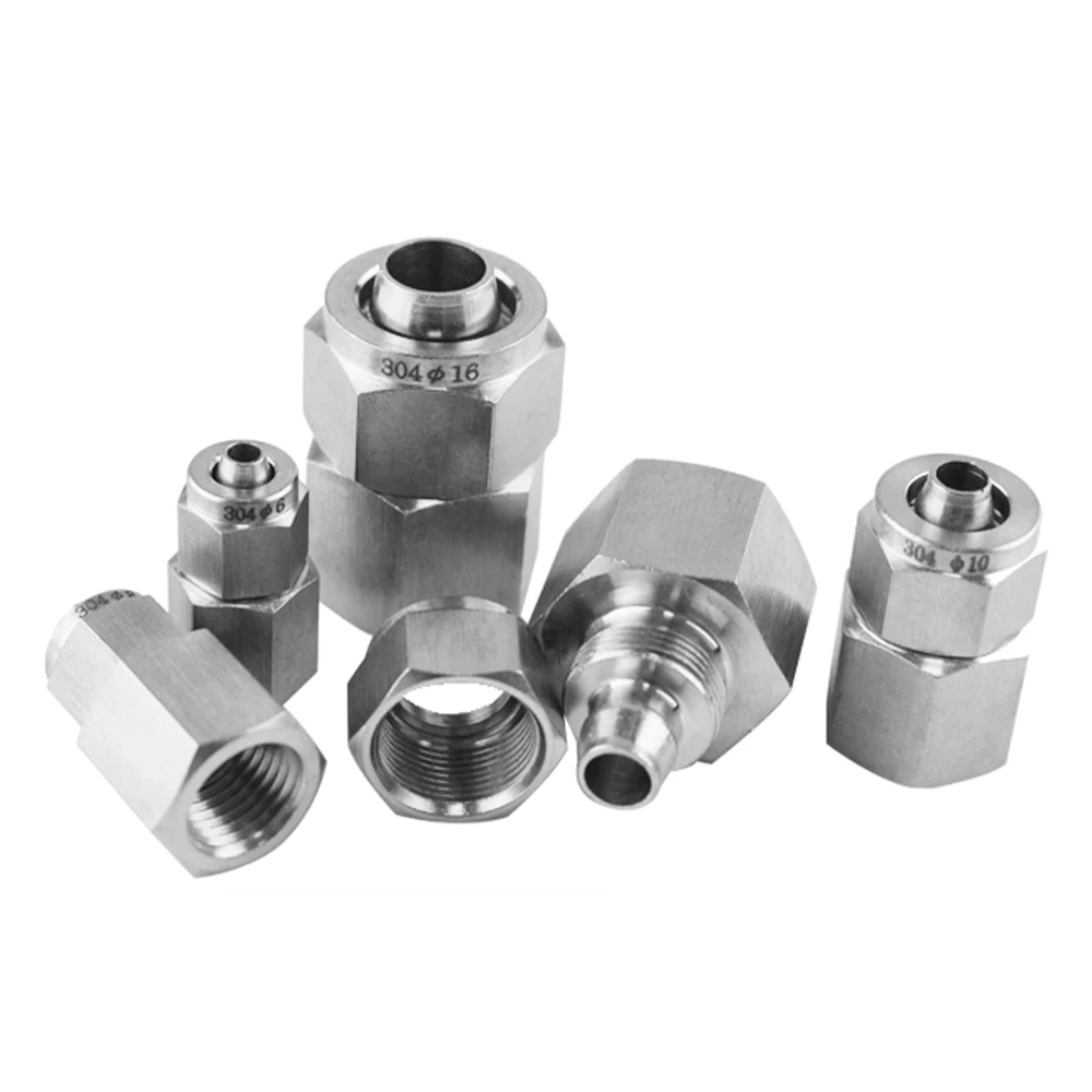 304 stainless steel pneumatic joint pipe joint trachea hose quick tightening joint 1/8\'\'1/4\'\'3/8\'\'1/2\'\'BSP internal thread
