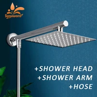 Cabezal de ducha de lluvia ultrafino de montaje en pared de 8/10/12 pulgadas con brazo de ducha de acero inoxidable de 16 pulgadas manguera ABS de 150cm accesorios de baño