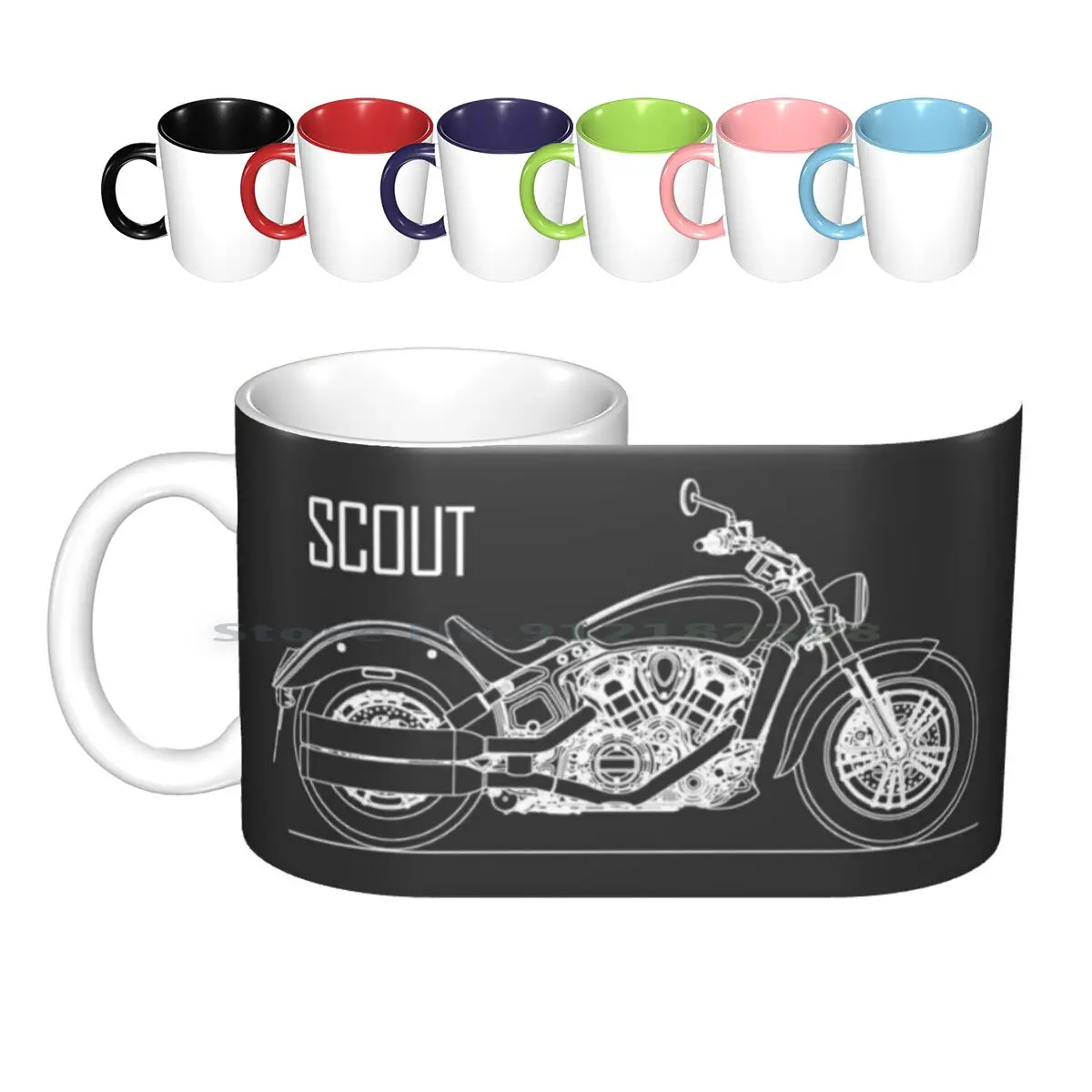 The Scout Motorcycle Ceramic Mugs Coffee Cups Milk Tea Mug Motorcycle Motorcycle Blueprint Chief Chief Motorcycle Indian Scout