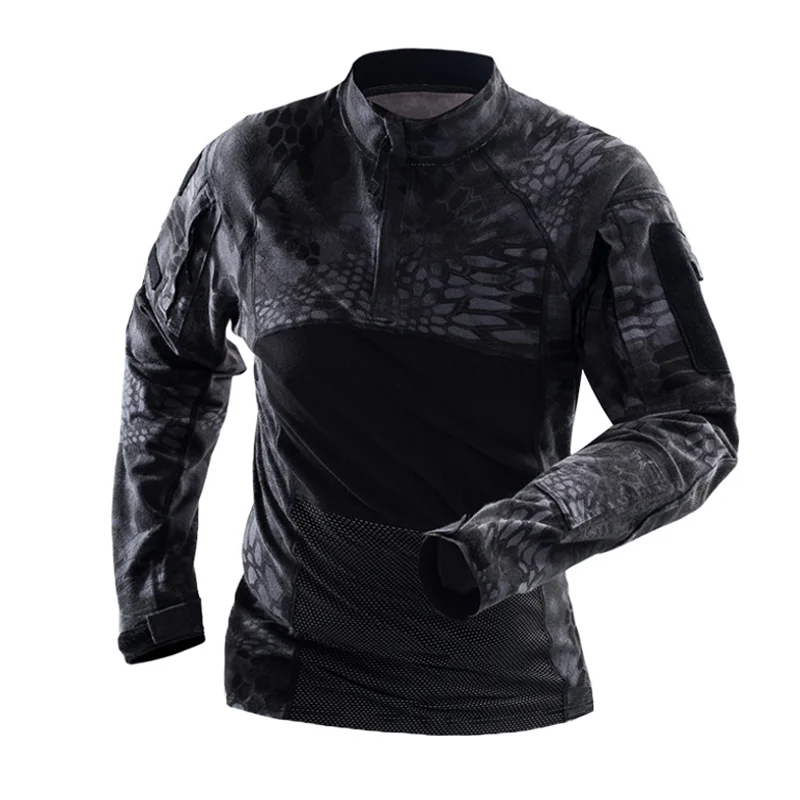 Tactical Combat Shirt Men CottonUniform Cotton CP Camouflage T- Shirt Multicam  Clothes Camo Long Sleeve Shirt