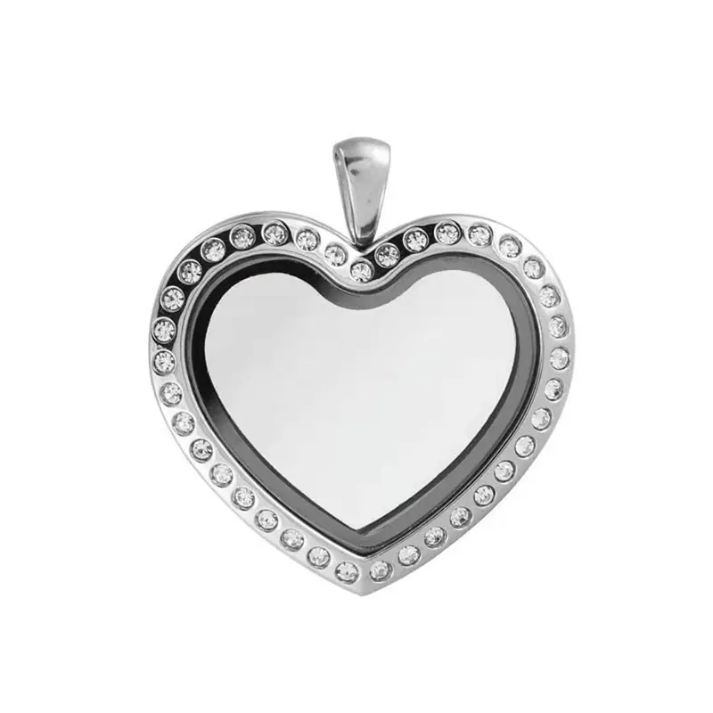 

10pcs 316L Stainless steel magnet 30mm heart shape glass locket for floating charms keepsake xmas gift mother's gift