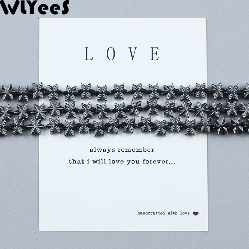 WLYeeS Hexagram Black hematite beads Natural Stone charm loose Beads For Bracelet Necklace Jewelry DIY Making Accessories 3x7mm