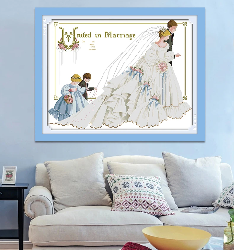 Wedding money Cross Stitch Two flower girls Handwork DMC DIY 11CT 14CT Embroidery kit Needlework Set Wholesale Home Decoration