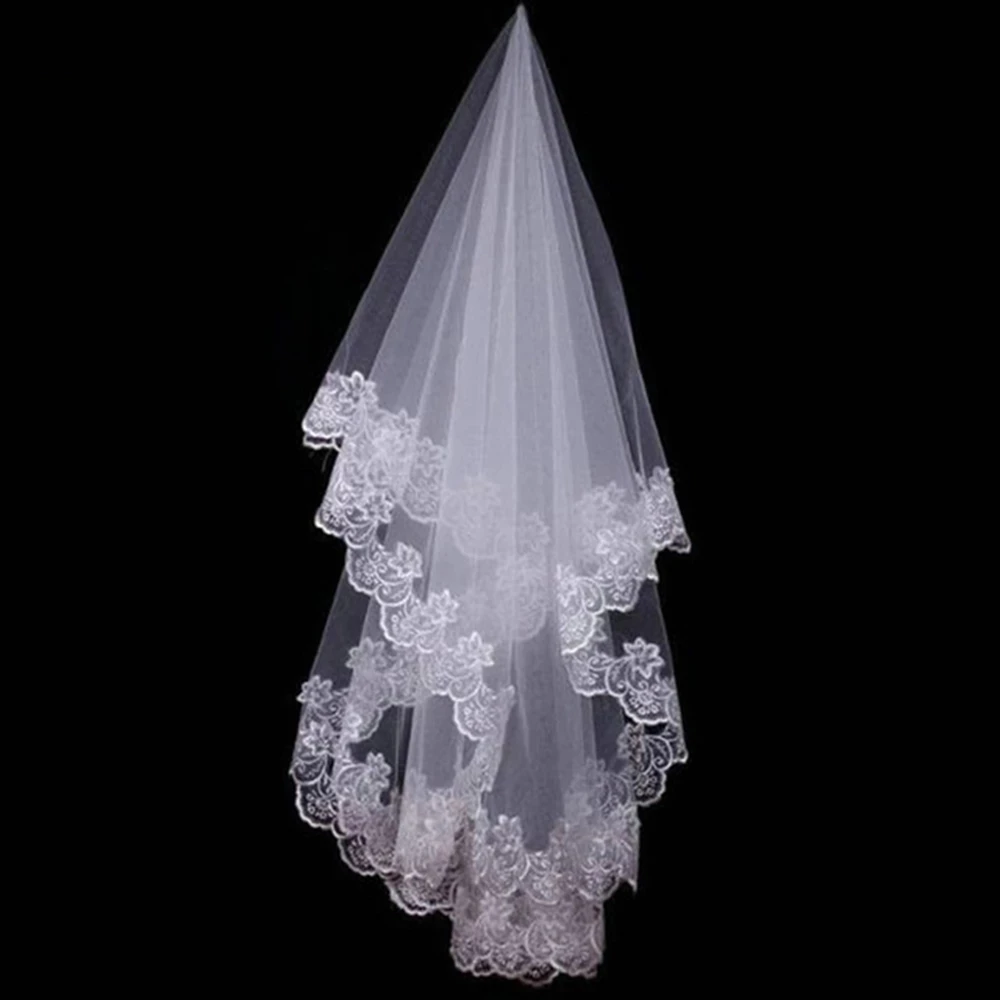 Amazing Lace Edge Wedding Veil Ivory Long Bridal Hexagon Перчатки Кружевные