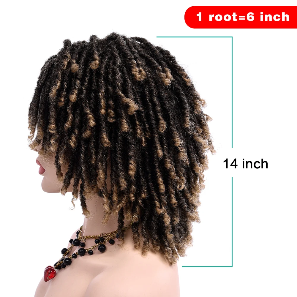 DinDong 8 inch Dreadlock Hair Wigs  Medium Part Synthetic Crochet Braided Wigs Crochet Soul Locs Braids Wigs