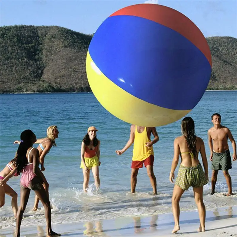 80cm/100cm/150cm Giant Inflatable Beach Ball Large Three-color Thickened Pvc Water Volleyball Football Outdoor Party Kids Toys