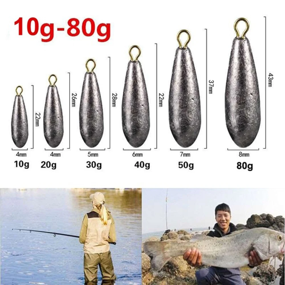 

2pcs Drop Water Lead Quick Sinking Solid Sinking Bait Angling Gear Fishing Accessories Lead Weights Lead Sinker Fishing Sinkers