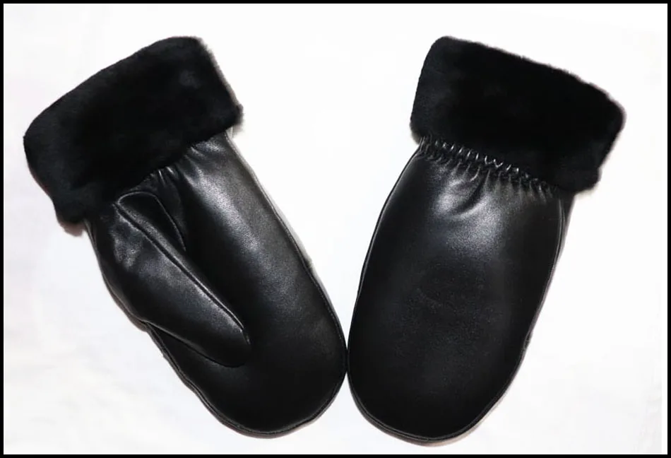 Gants en peau de mouton mitaines en cuir véritable pour hommes et femmes hiver coupe-vent et résistant au froid extérieur chaud gants en laine de