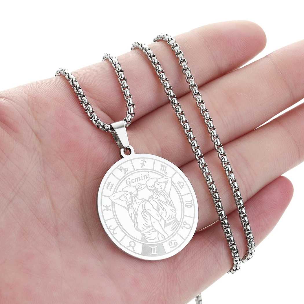 CHENGXU Female Elegant Star Zodiac Sign 12 Constellation Necklaces Gemini Pendant Charm Chain Choker Necklaces for Women Jewelry