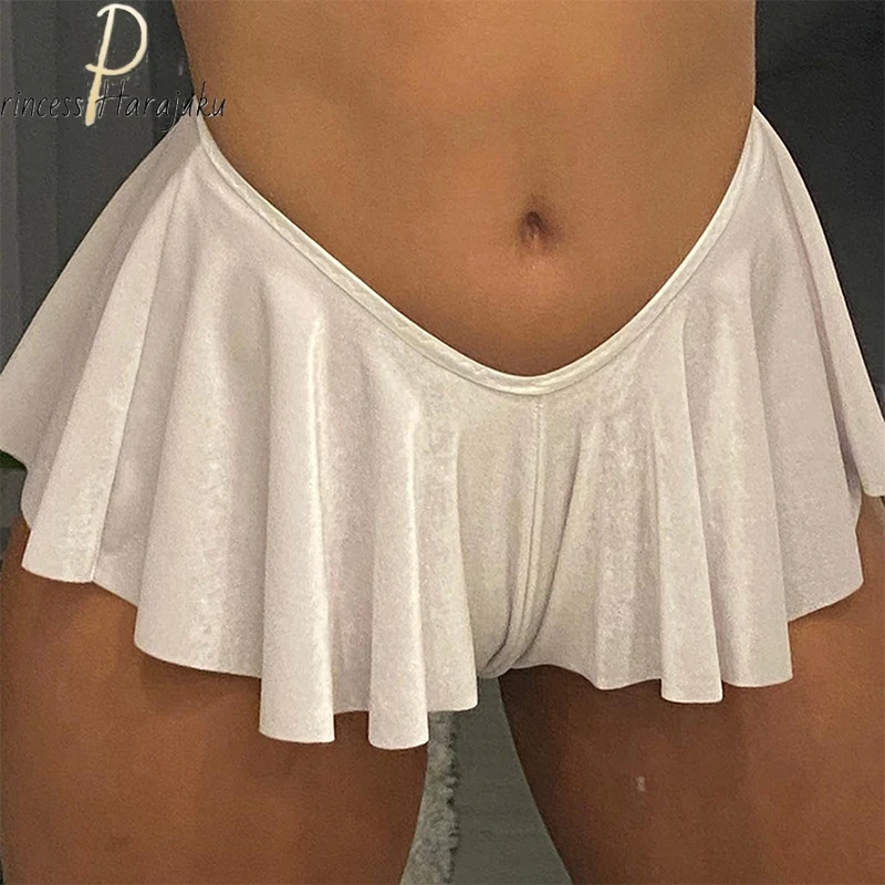 Sexy Driehoek Losse Vrouwen Mini Rok Broek Dames Mode Witte Lage Taille Korte Rokken Dansen Rok Vrouwen Kleding Shorts 2021