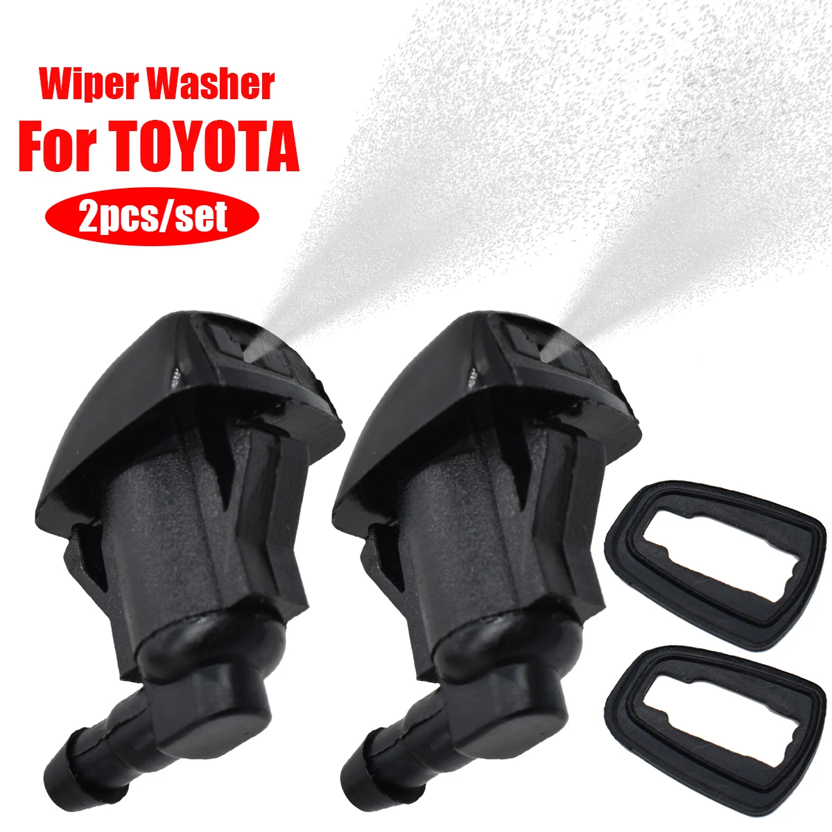 2Pcs Front Windshield Washer Nozzles Replacement For Toyota Sienna 04 - 10 Corolla Solara Tundra OE# 85381-AE020 Wiper Spray Jet