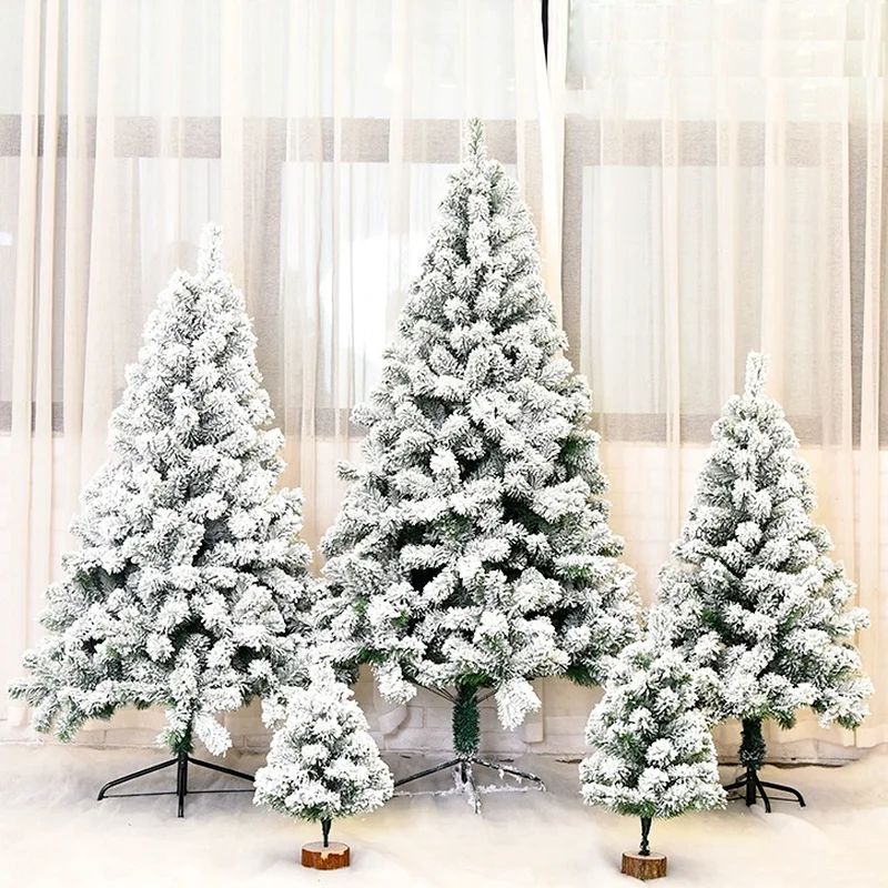 

2022 Snow Flocking White Christmas Tree Xmas Ornaments Home Decor New Year Cristmas Decoration Artificial Trees Festival Supply